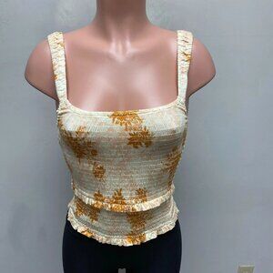 Free People Intimately Womens Hannah Printed Tiered Ruffle Smocked Tank Top S